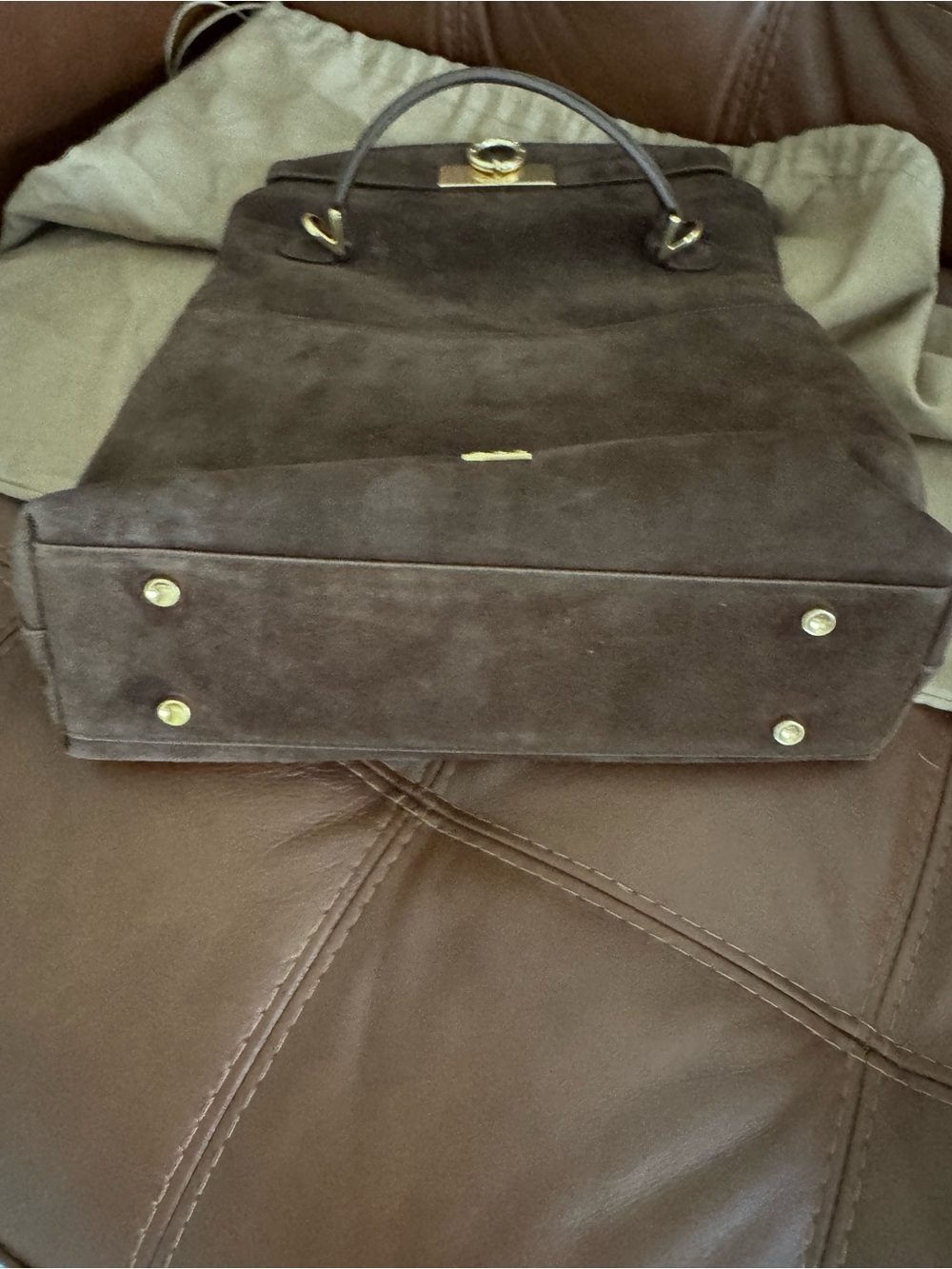 Parisa Wang Suede Top-Handle Women's Handbag in Chococate Brown - Medium Grace b - Picture 5 of 5
